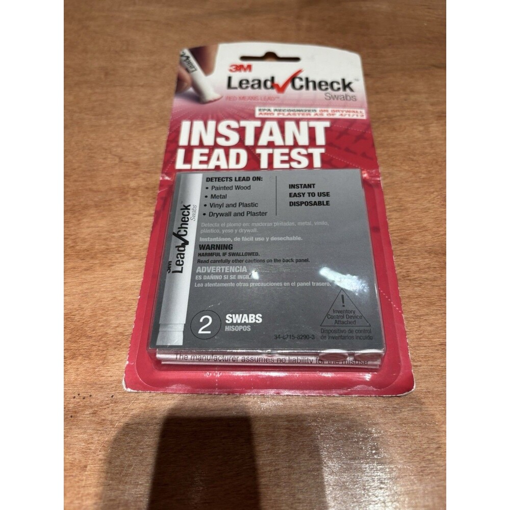 New 3M Lead Check Instant Lead Test Safety Check for Paint Surface Metal 2 Swabs